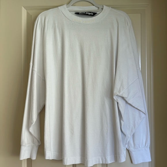 Palm Angels White Classic Logo Over T-Shirt Long Sleeve Crew Neck - Picture 5 of 13